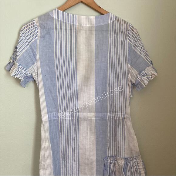 NWT lemlem Blue White Striped Button Front MIDI Dress XS - Picture 8 of 14